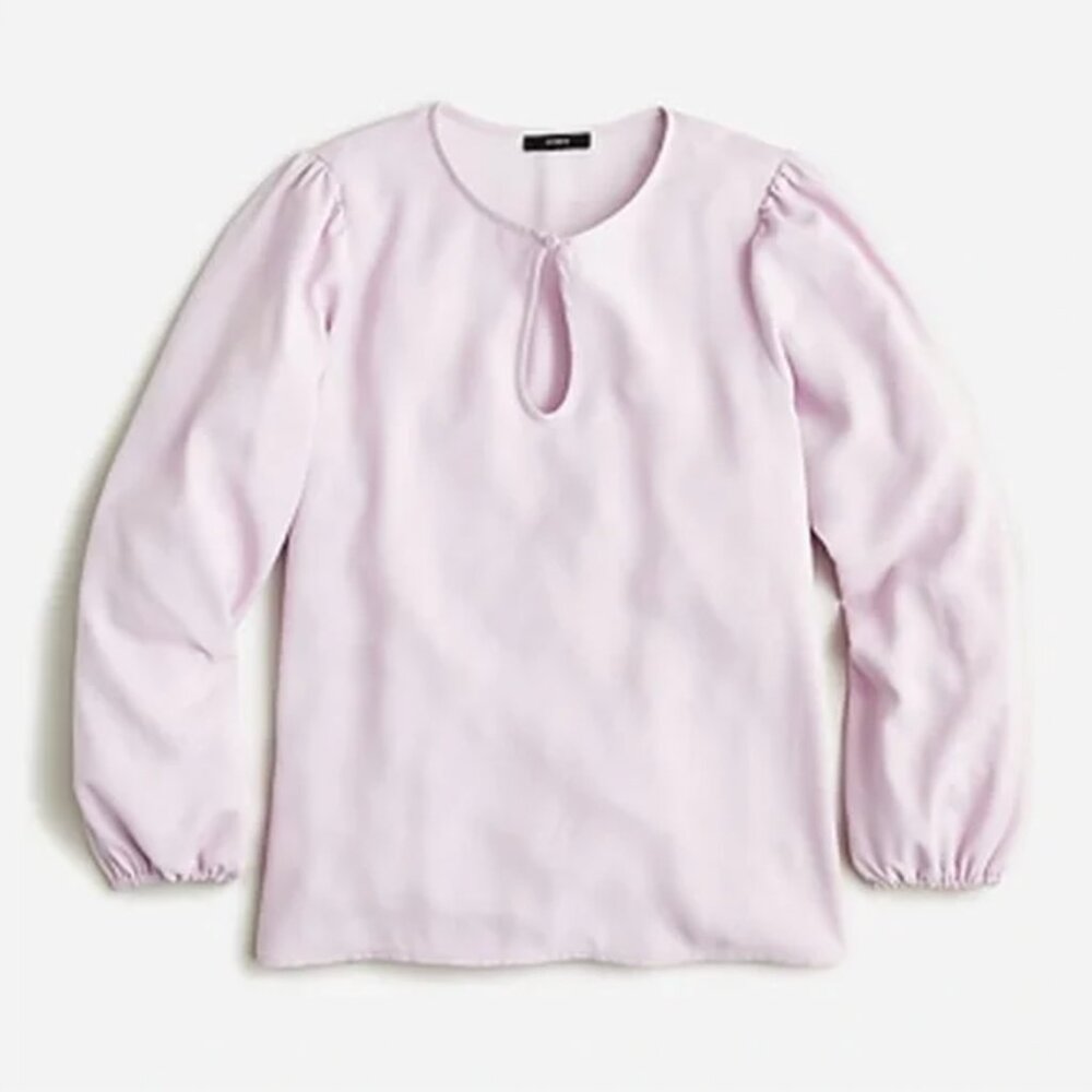 J.Crew Puff Sleeve Keyhole Crepe Blouse in Lilac (Size TXL)